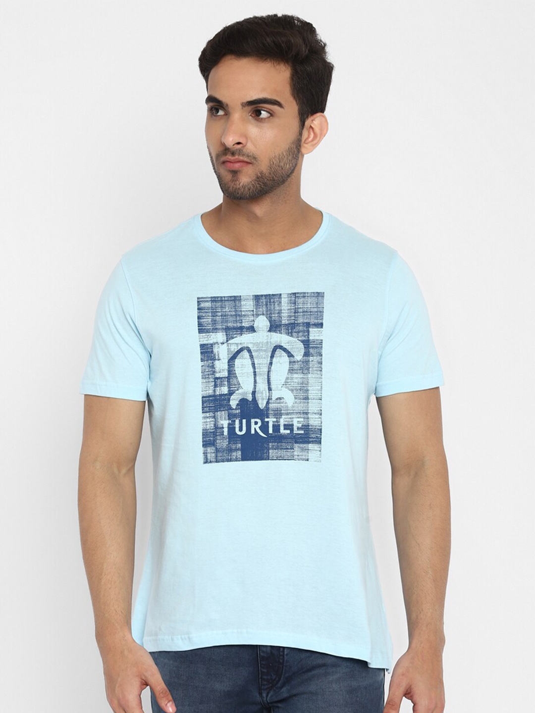 

Turtle Men Blue Printed Cotton Slim Fit T-shirt