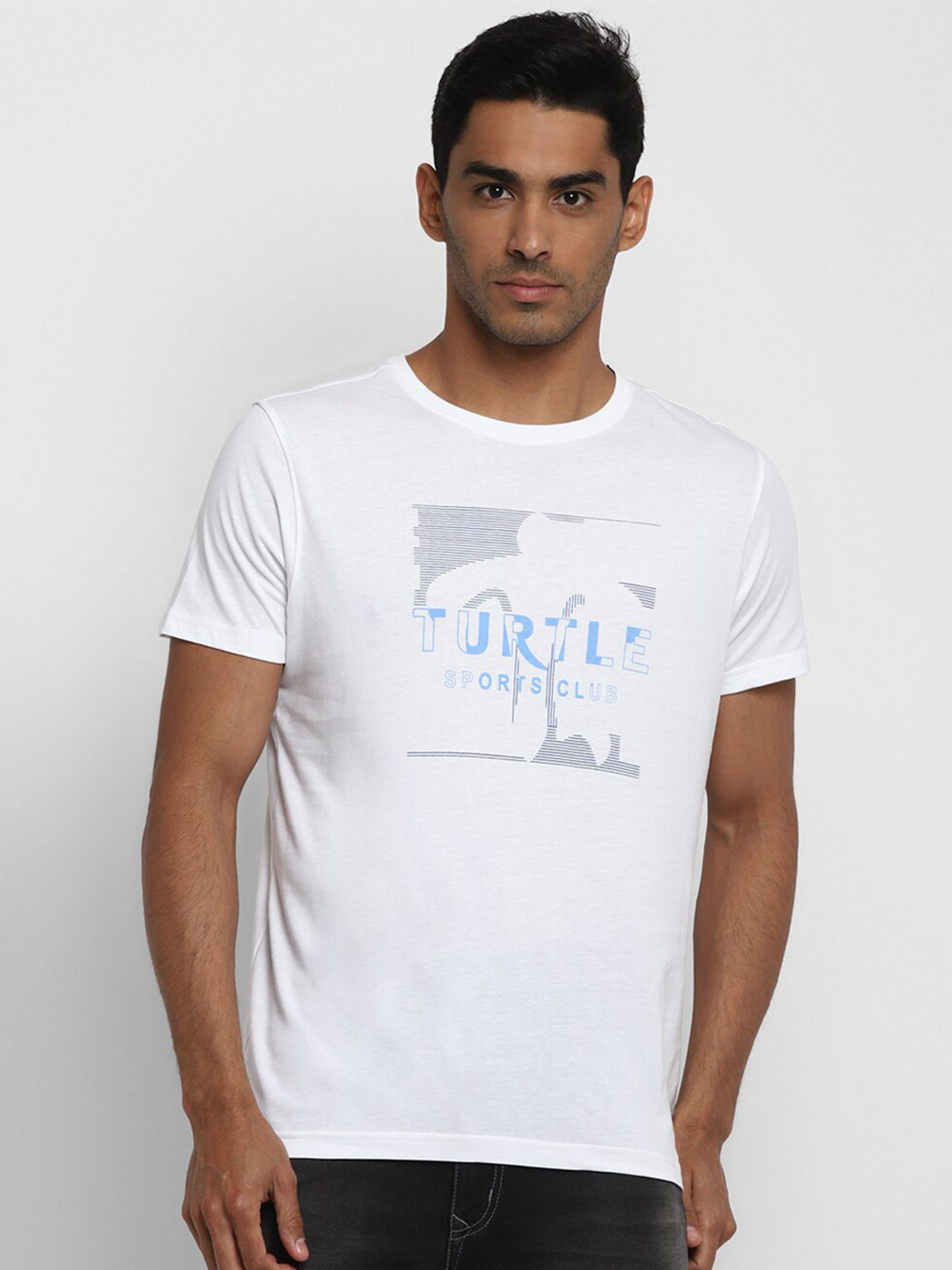 

Turtle White Typography Printed Pure Cotton Slim Fit T-shirt