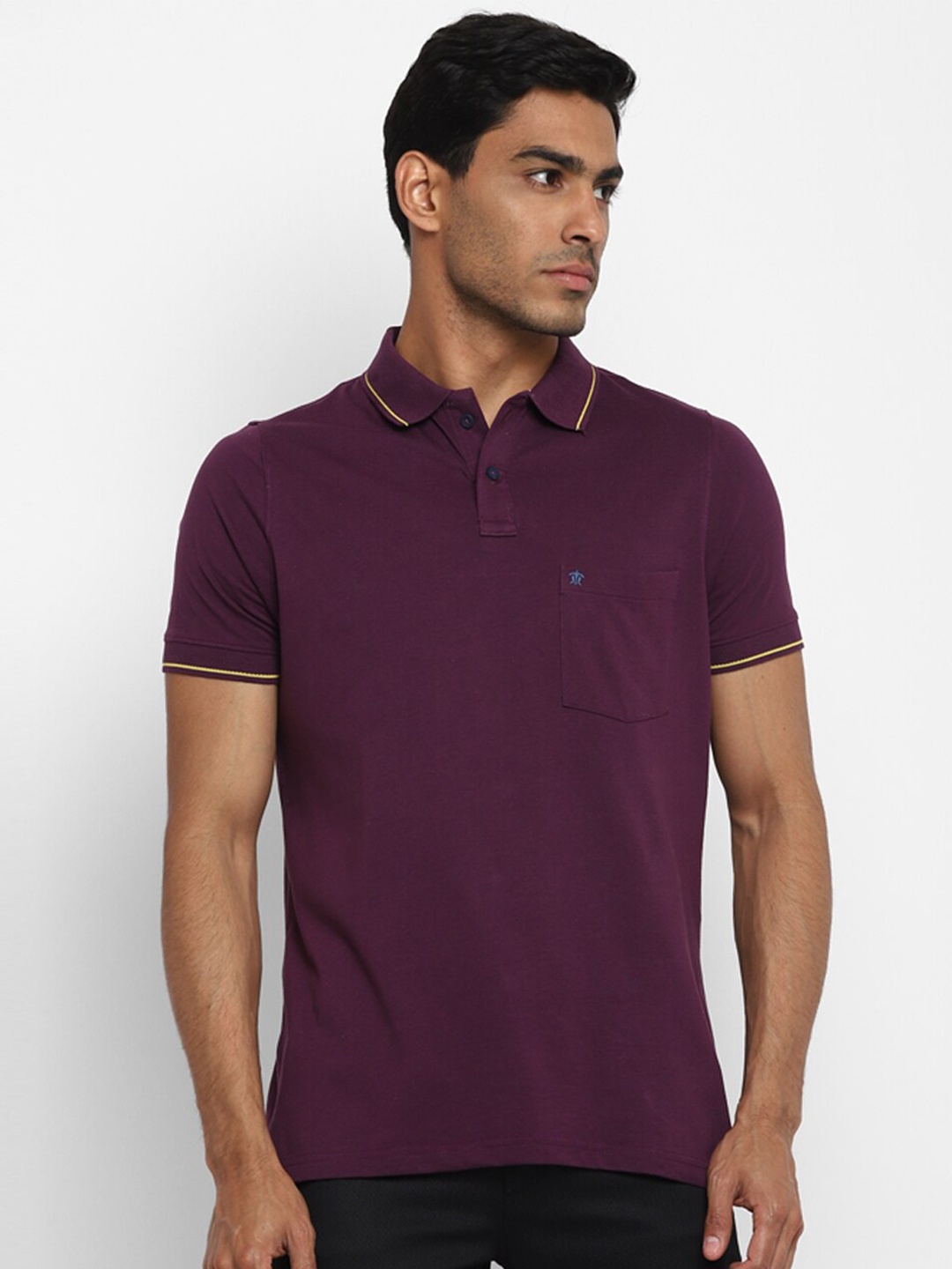 

Turtle Men Purple Polo Collar Pure Cotton Slim Fit T-shirt