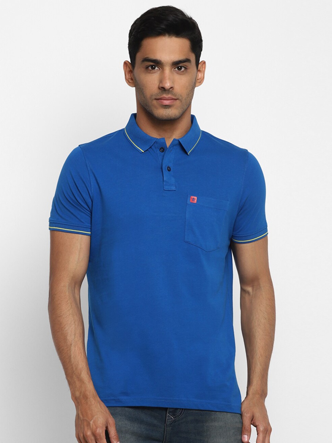 

Turtle Men Blue Polo Collar Pure Cotton Slim Fit T-shirt