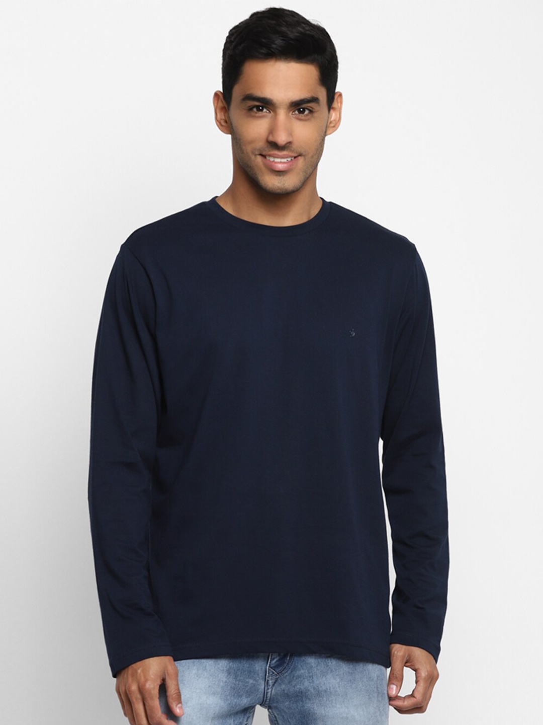 

Turtle Men Navy Blue Pure Cotton Slim Fit T-shirt