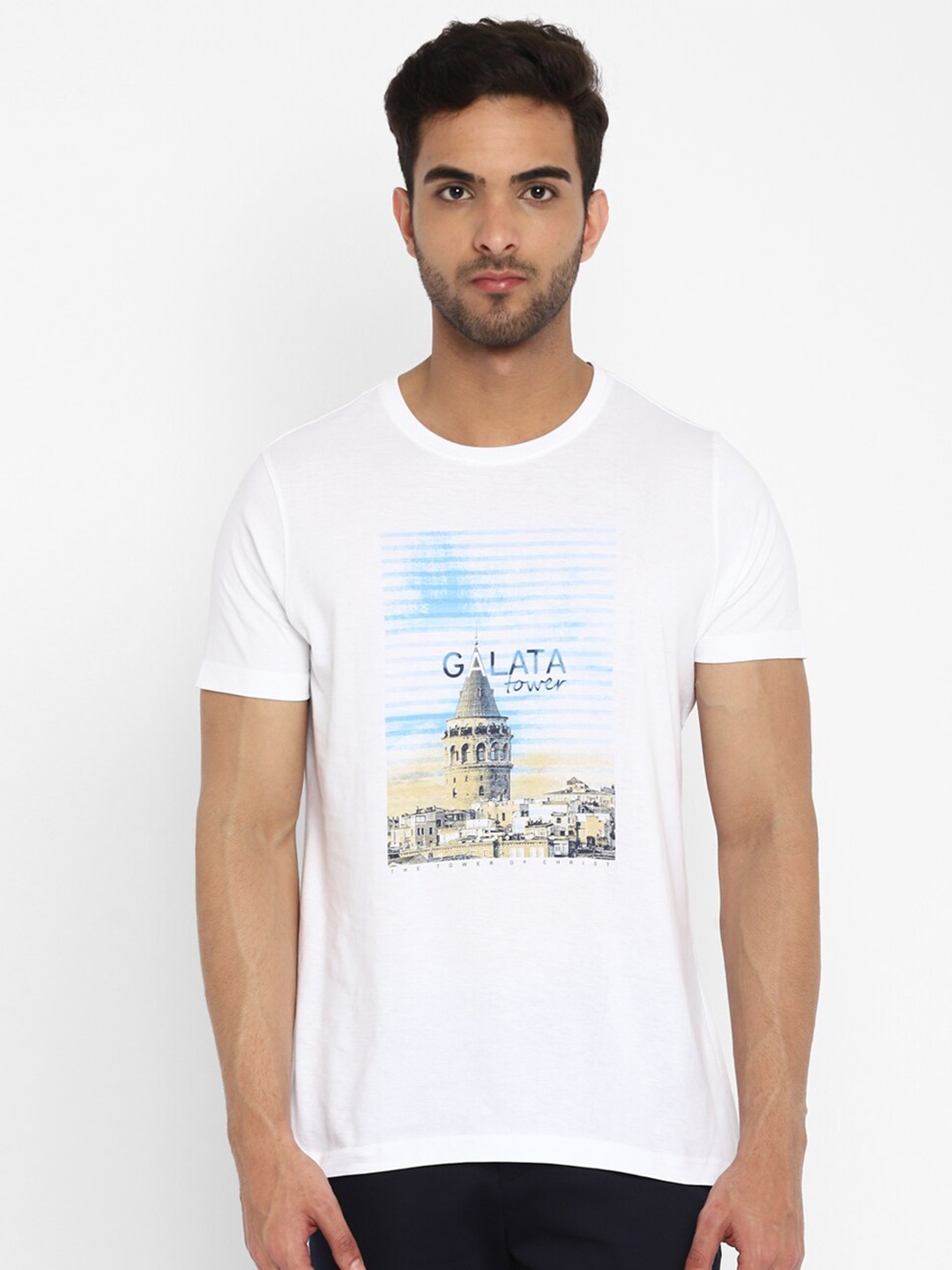 

Turtle Men White Typography Printed Pure Cotton Regular Fit T-shirt