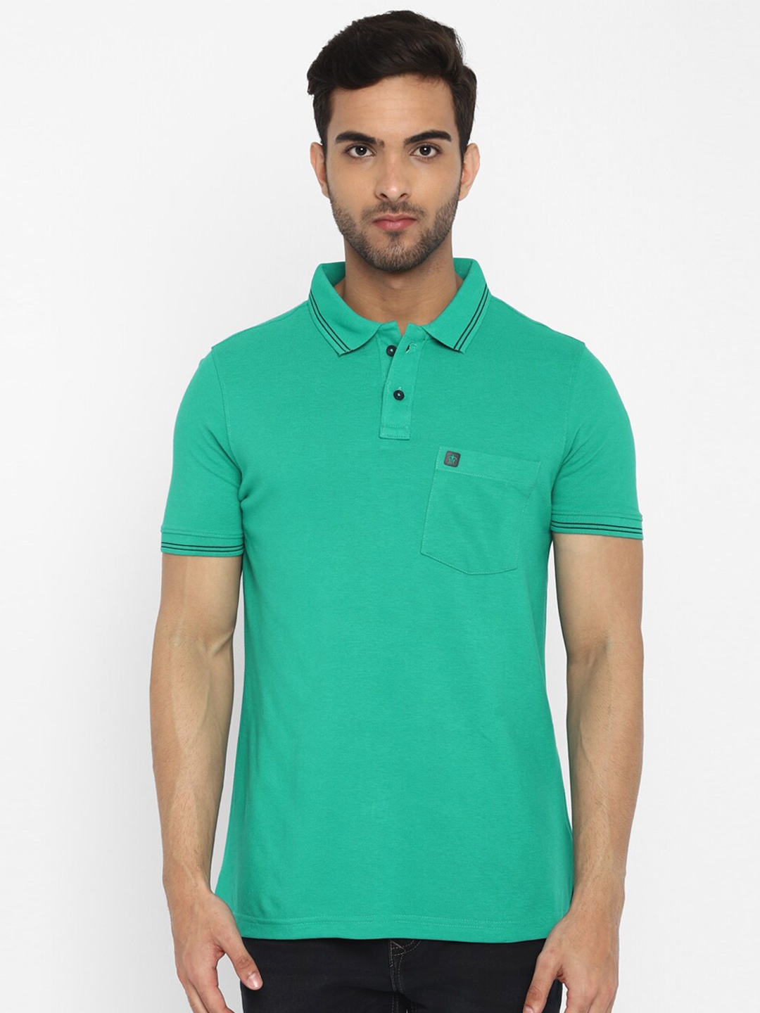 

Turtle Men Sea Green Polo Collar Slim Fit T-shirt