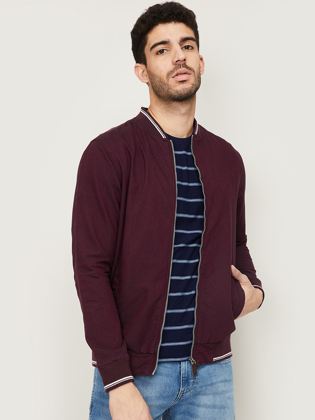 

Fame Forever by Lifestyle Men Maroon Lightweight Bomber Jacket