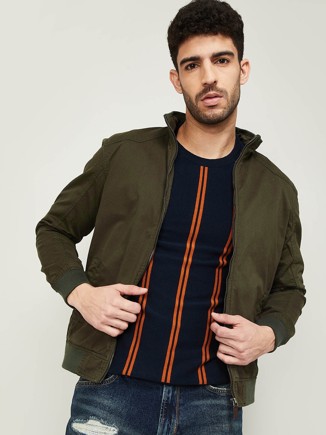 

Fame Forever by Lifestyle Men Olive Green Lightweight Bomber Jacket