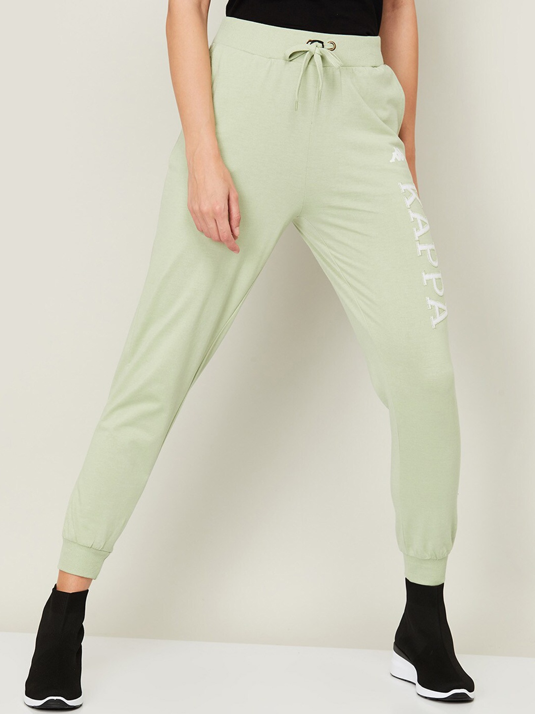 

Kappa Women Green Cotton Blend Training or Gym Track Pants