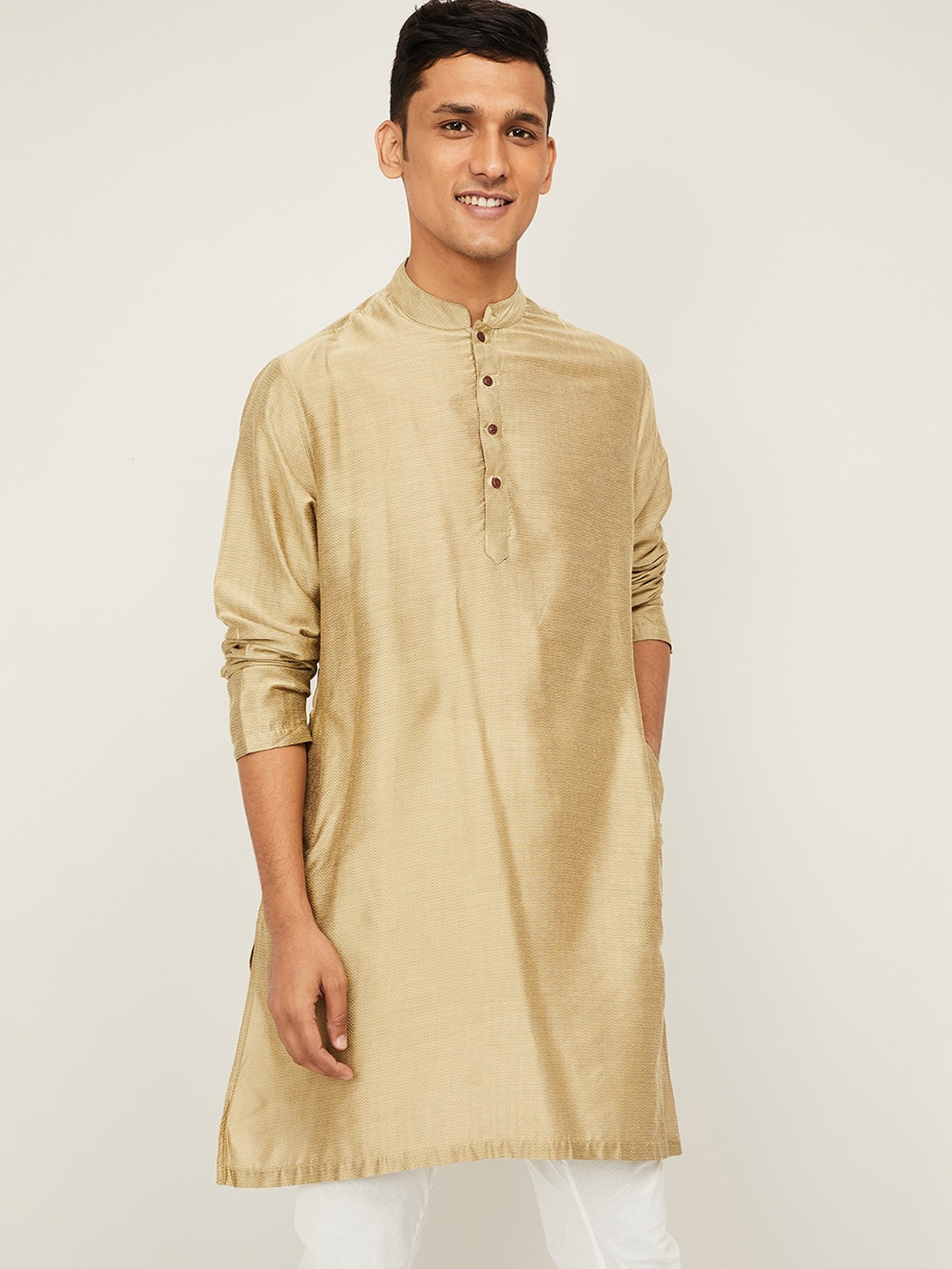 

Melange by Lifestyle Men Gold-Toned Solid Kurta