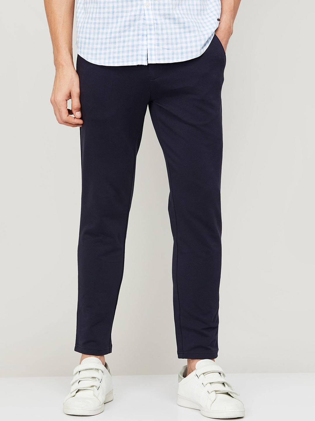 

CODE by Lifestyle Men Navy Blue Slim Fit Trousers