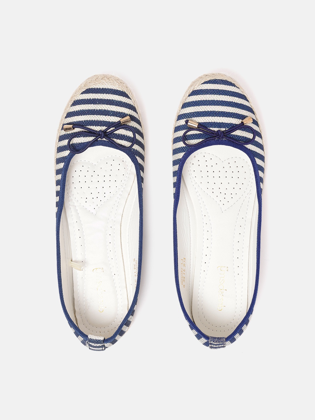 

DressBerry Women Navy & Off-White Striped Espadrille Ballerinas, Navy blue