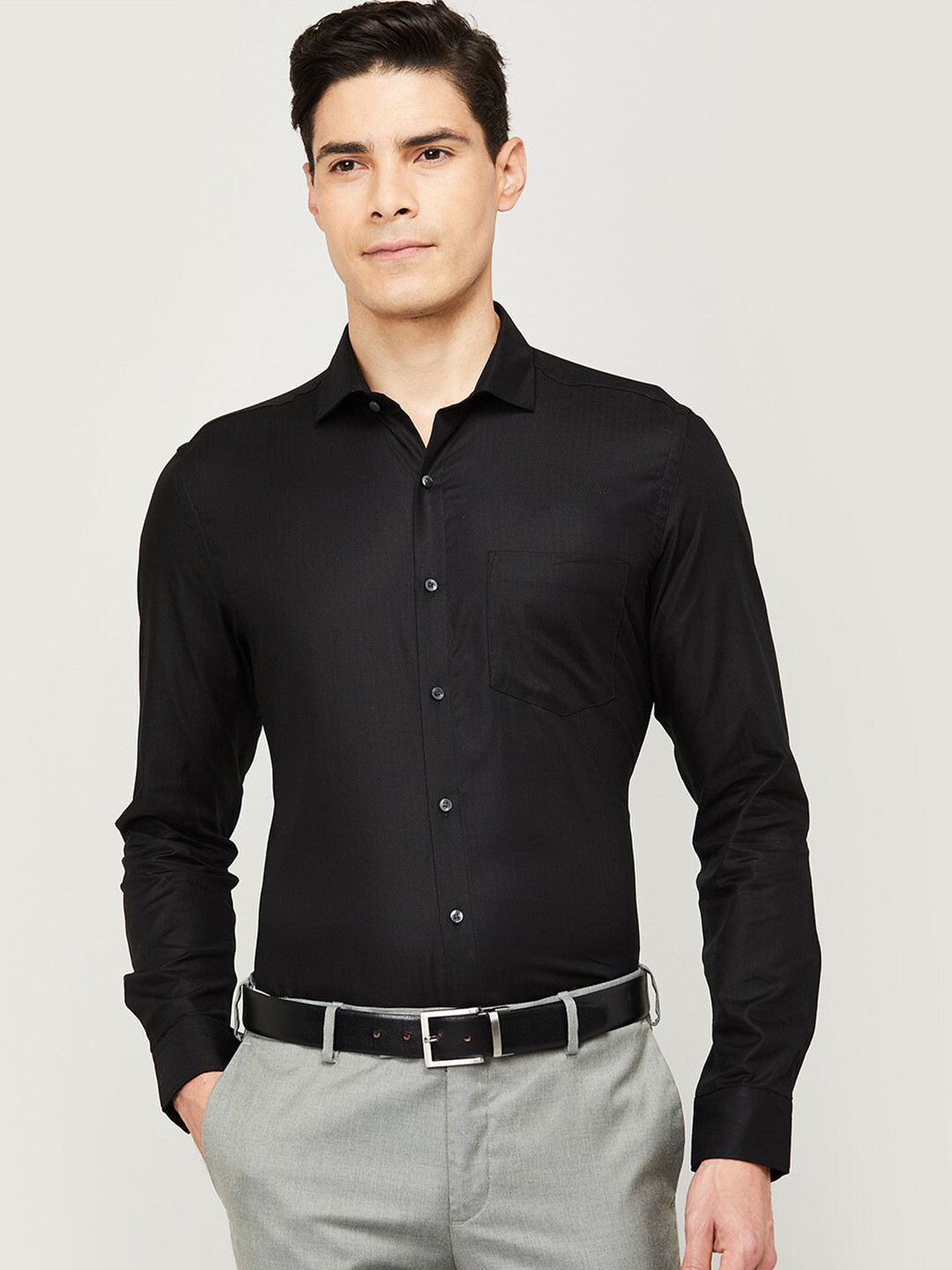 

CODE by Lifestyle Men Black Slim Fit Cotton Formal Shirt
