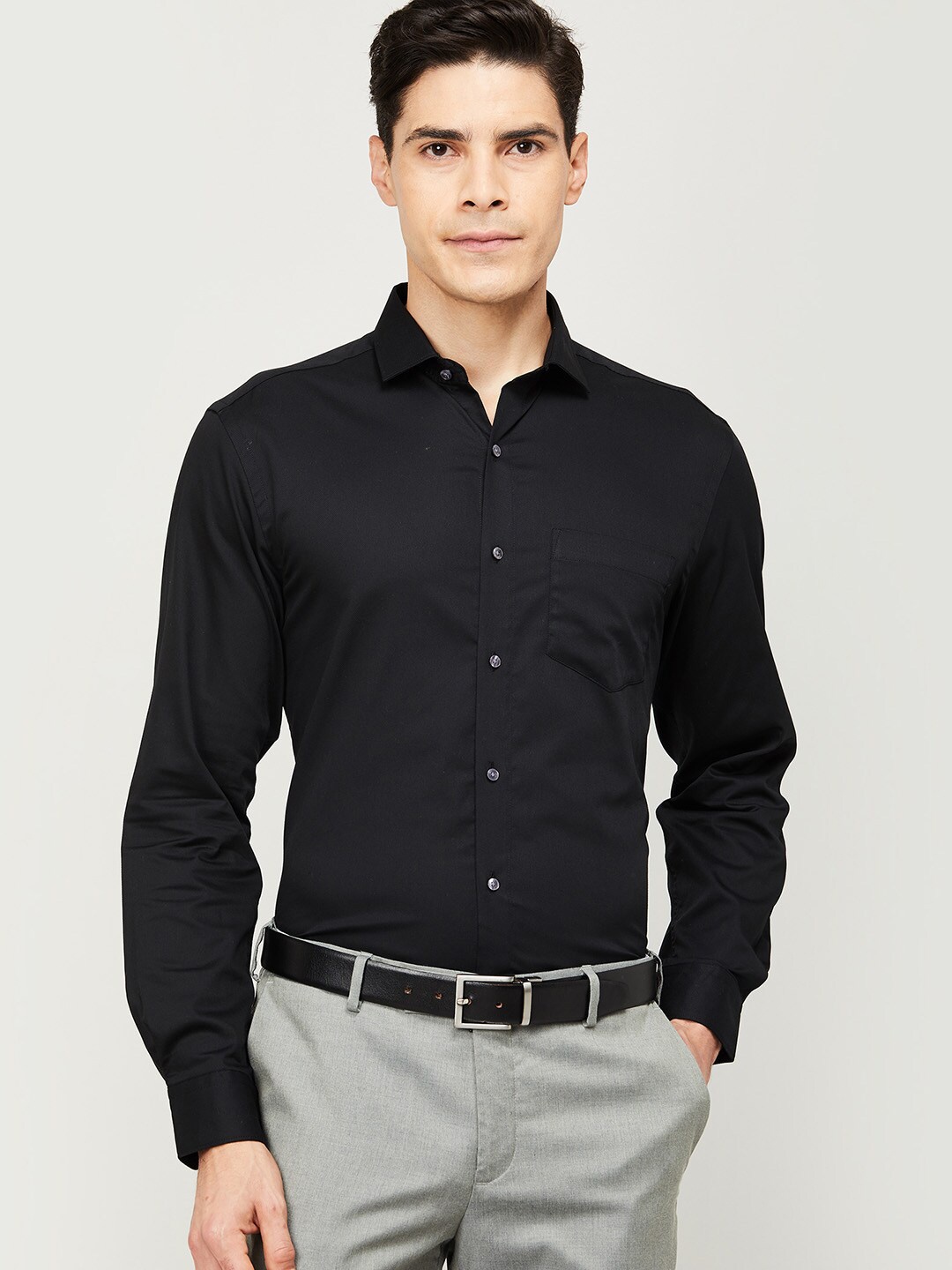 

CODE by Lifestyle Men Black Cotton Formal Shirt