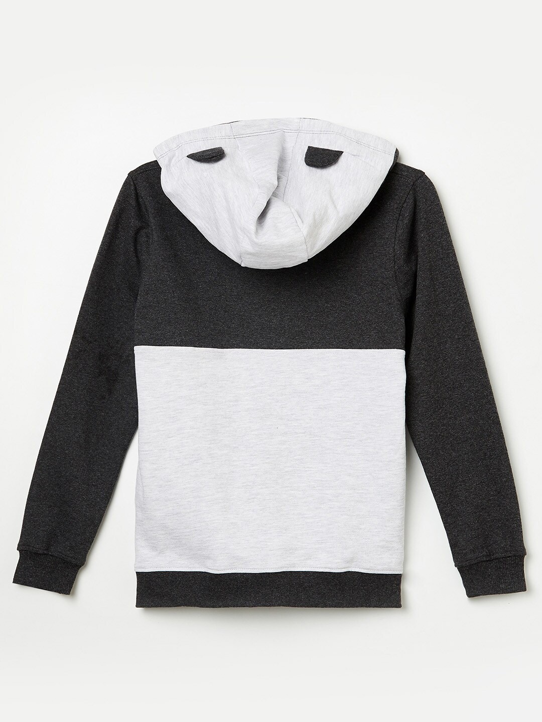 

Juniors by Lifestyle Boys Black & White Colourblocked Pure Cotton Hooded Sweatshirt