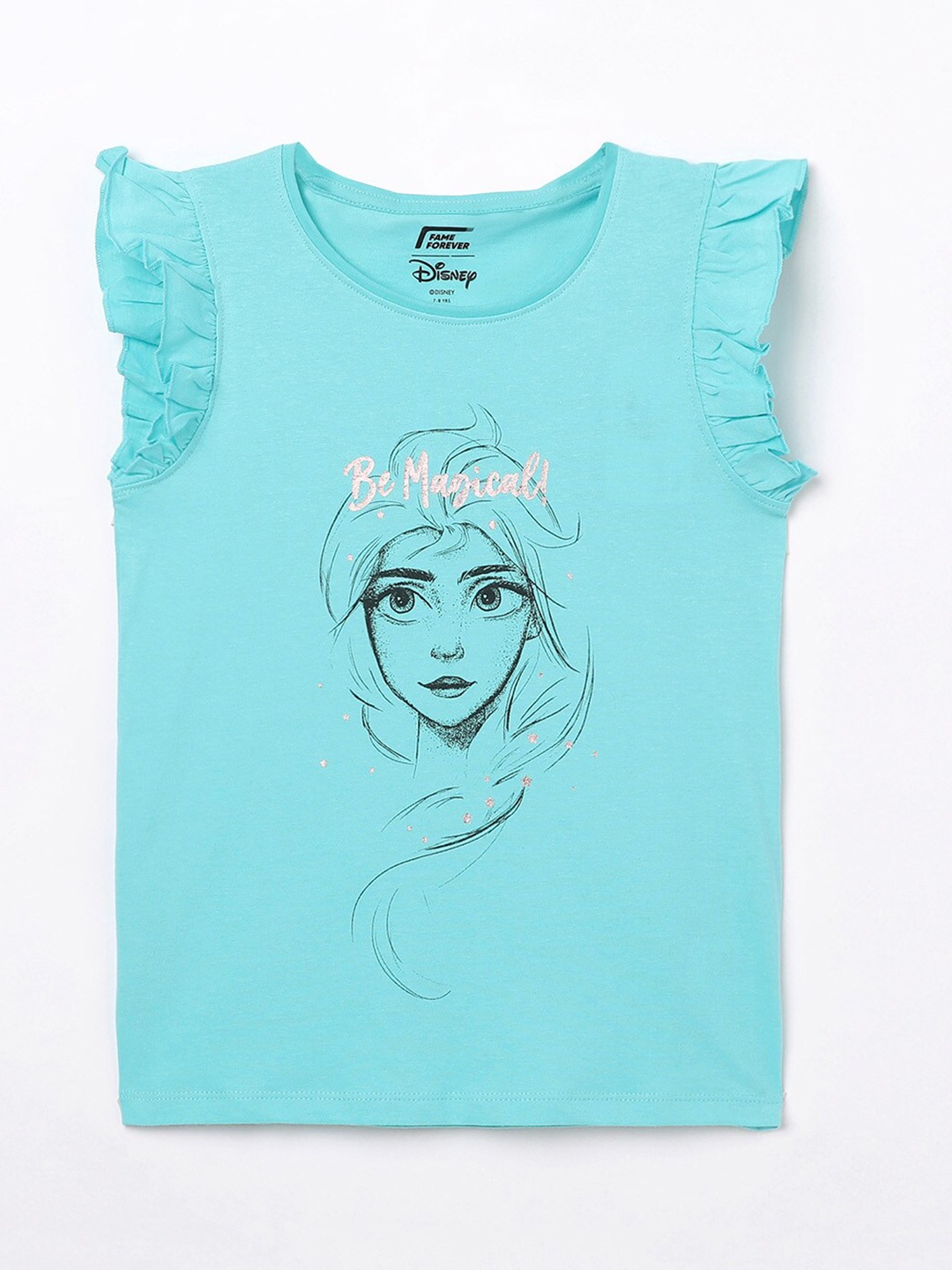 

Fame Forever by Lifestyle Sea Green Frozen Print Cotton Top