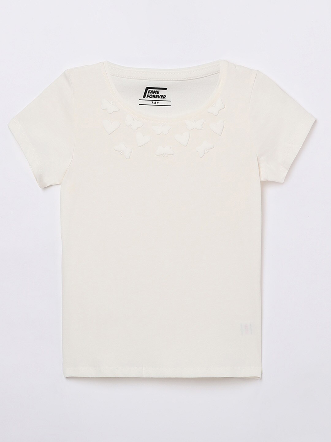 

Fame Forever by Lifestyle Girls Off-White Solid Knitted Pure Cotton Top