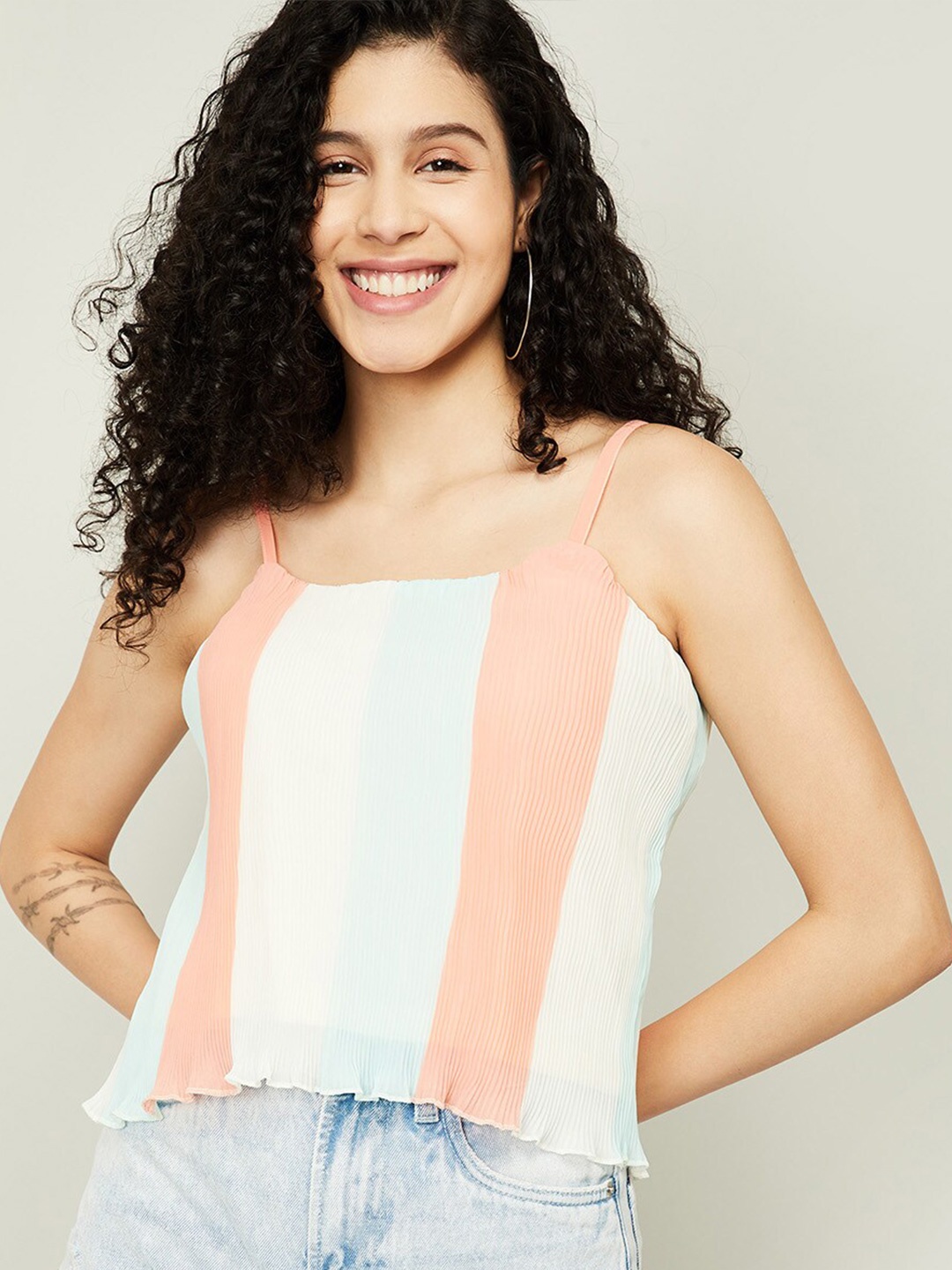 

Ginger by Lifestyle Women Multicoloured Self Design Crop Top, Multi