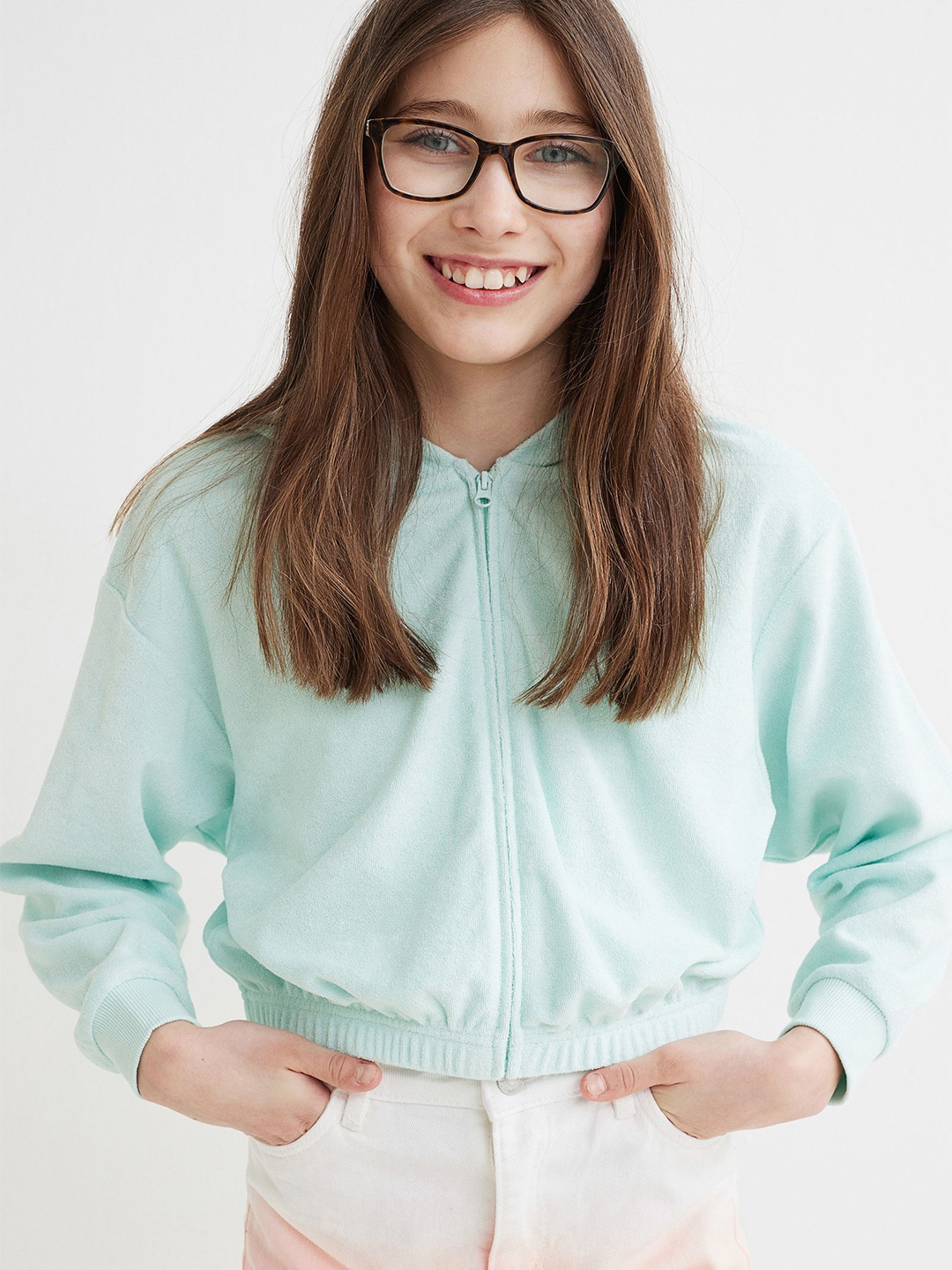 

H&M Turquoise Blue Oversized Zip-Through Hoodie