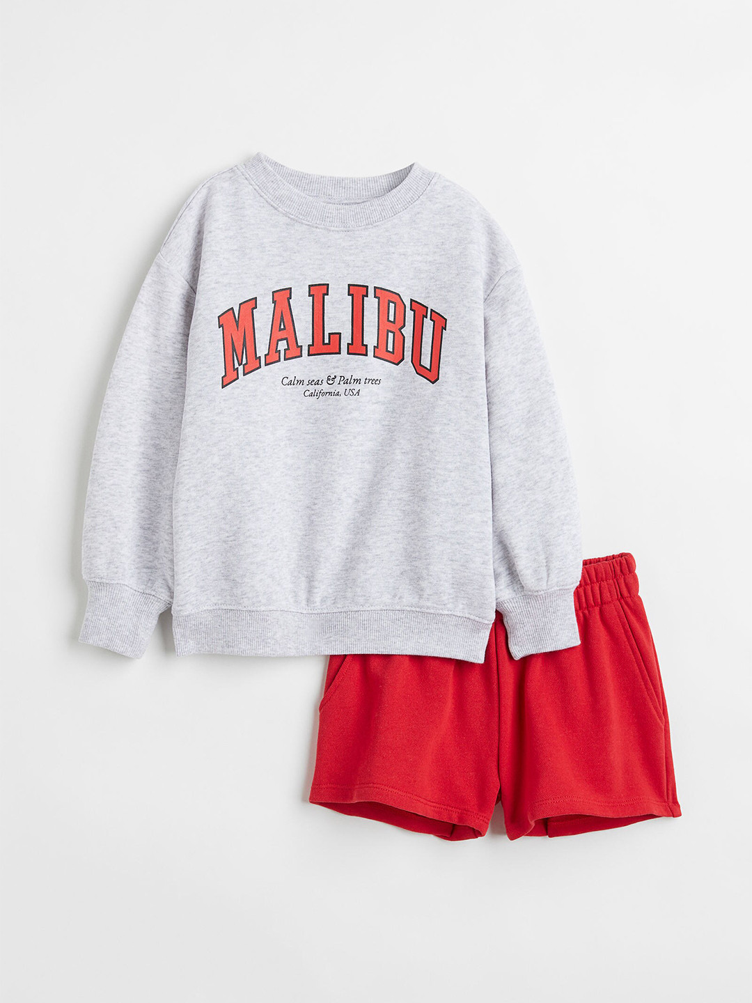 

H&M Girls Grey & Red Printed 2 Piece Sweatshirt Set