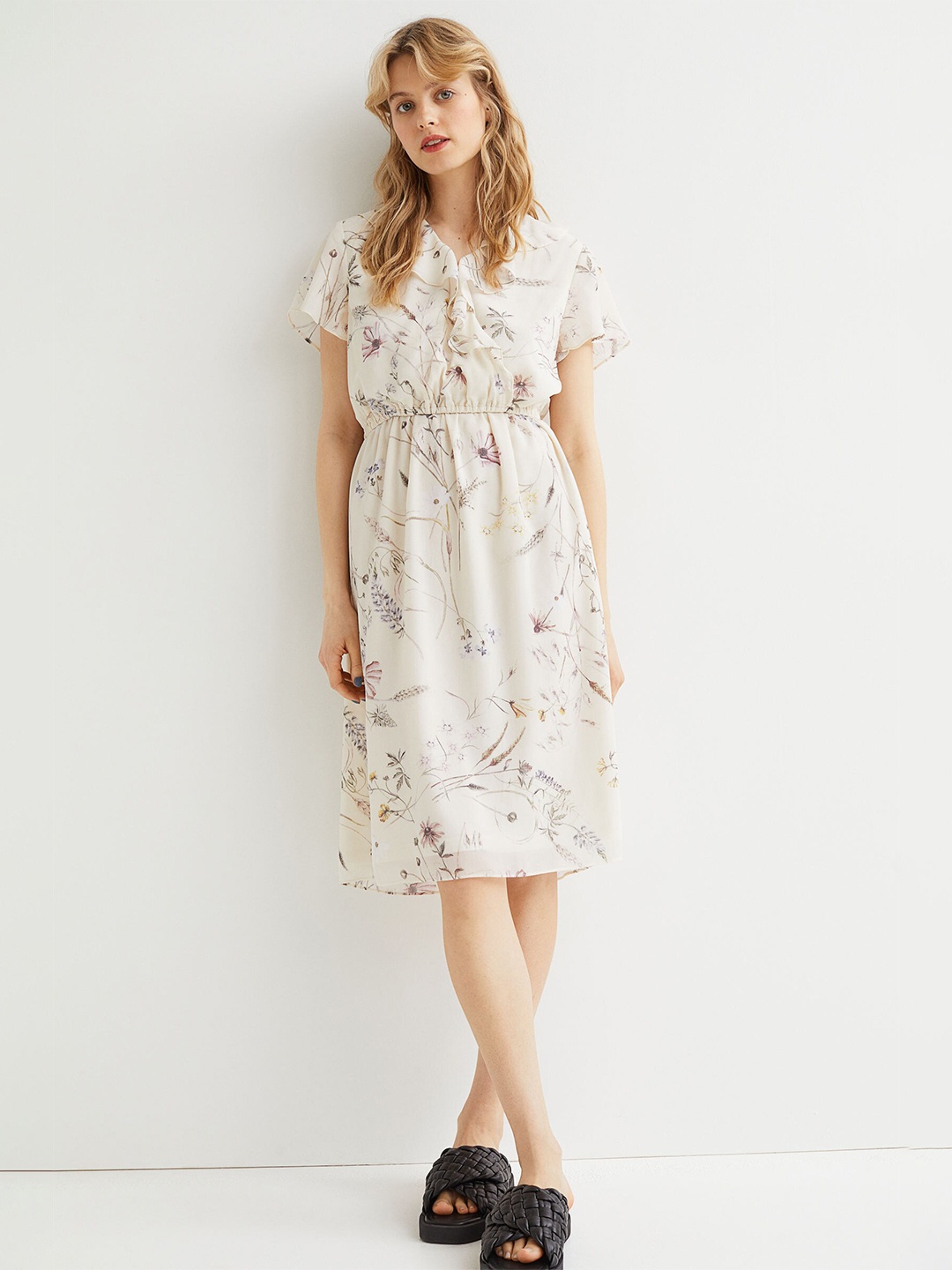 

H&M Women White MAMA V-Neck Nursing Dress