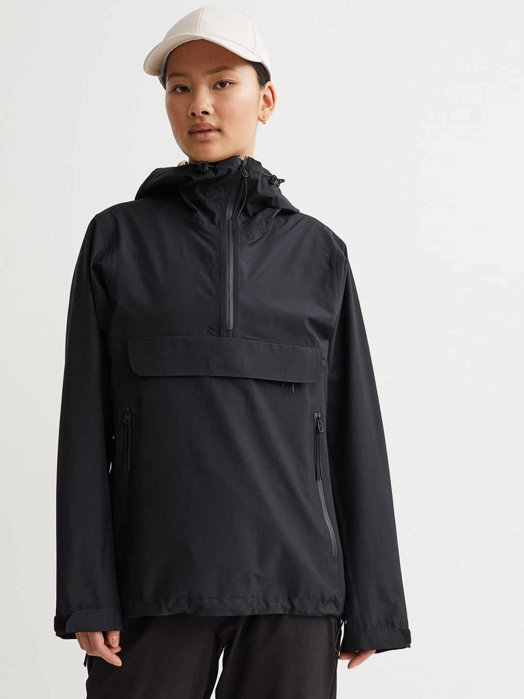 

H&M Women Black Water-Repellent Popover Jacket