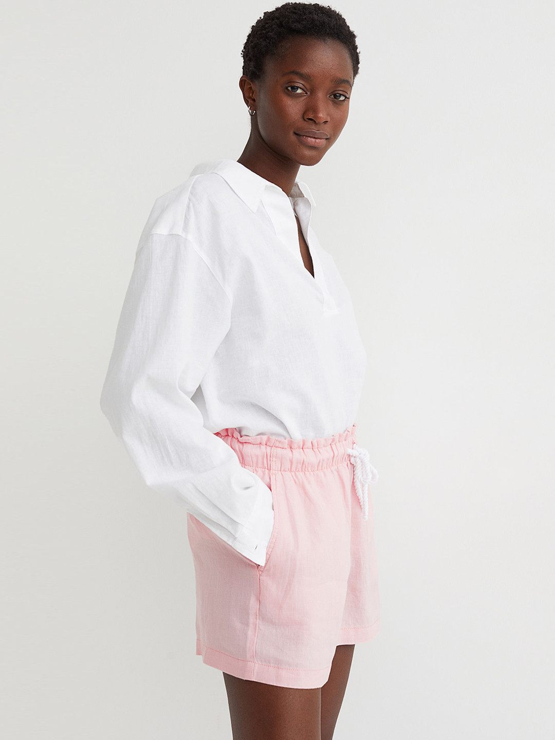 

H&M Women Pink Linen Shorts