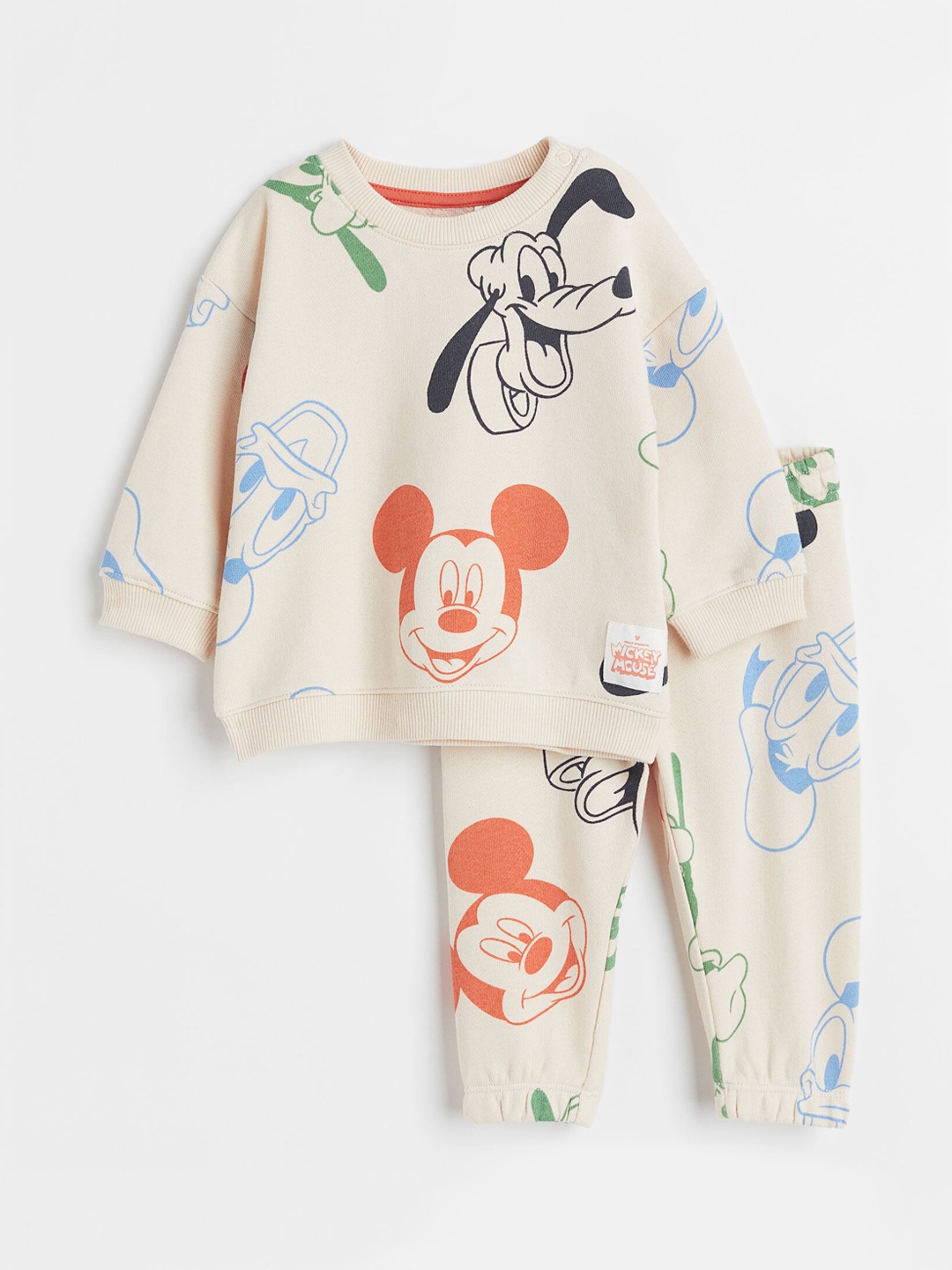 

H&M Boys Beige Printed Sweatshirt & Joggers