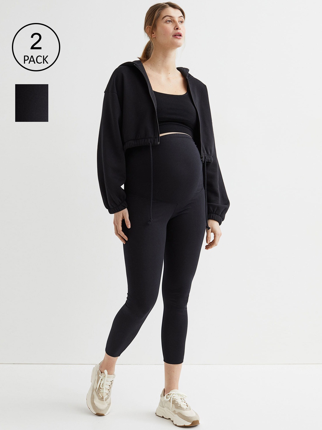 

H&M MAMA Black 2-Pack Cropped Leggings