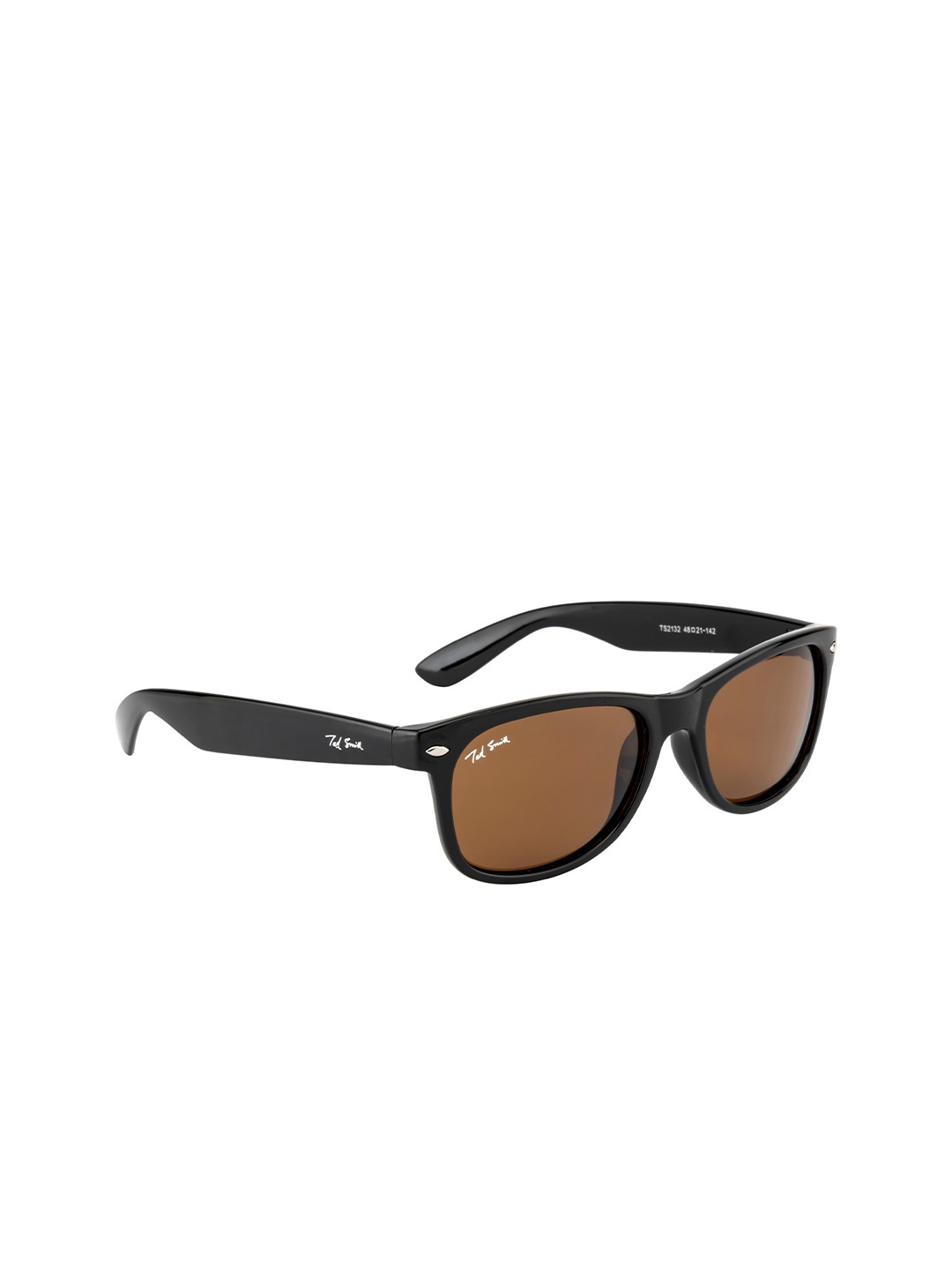 

Ted Smith Unisex Brown Lens & Black Wayfarer Sunglasses with Polarised Lens SAILER_C5