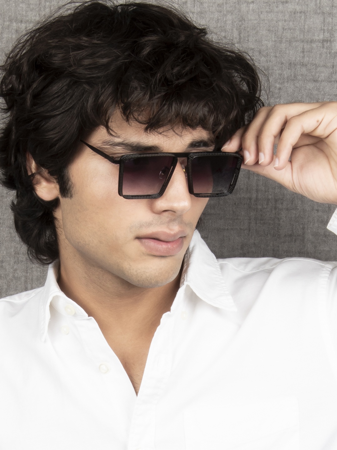 

Ted Smith Unisex Purple Lens & Black Square Sunglasses with UV Protected Lens
