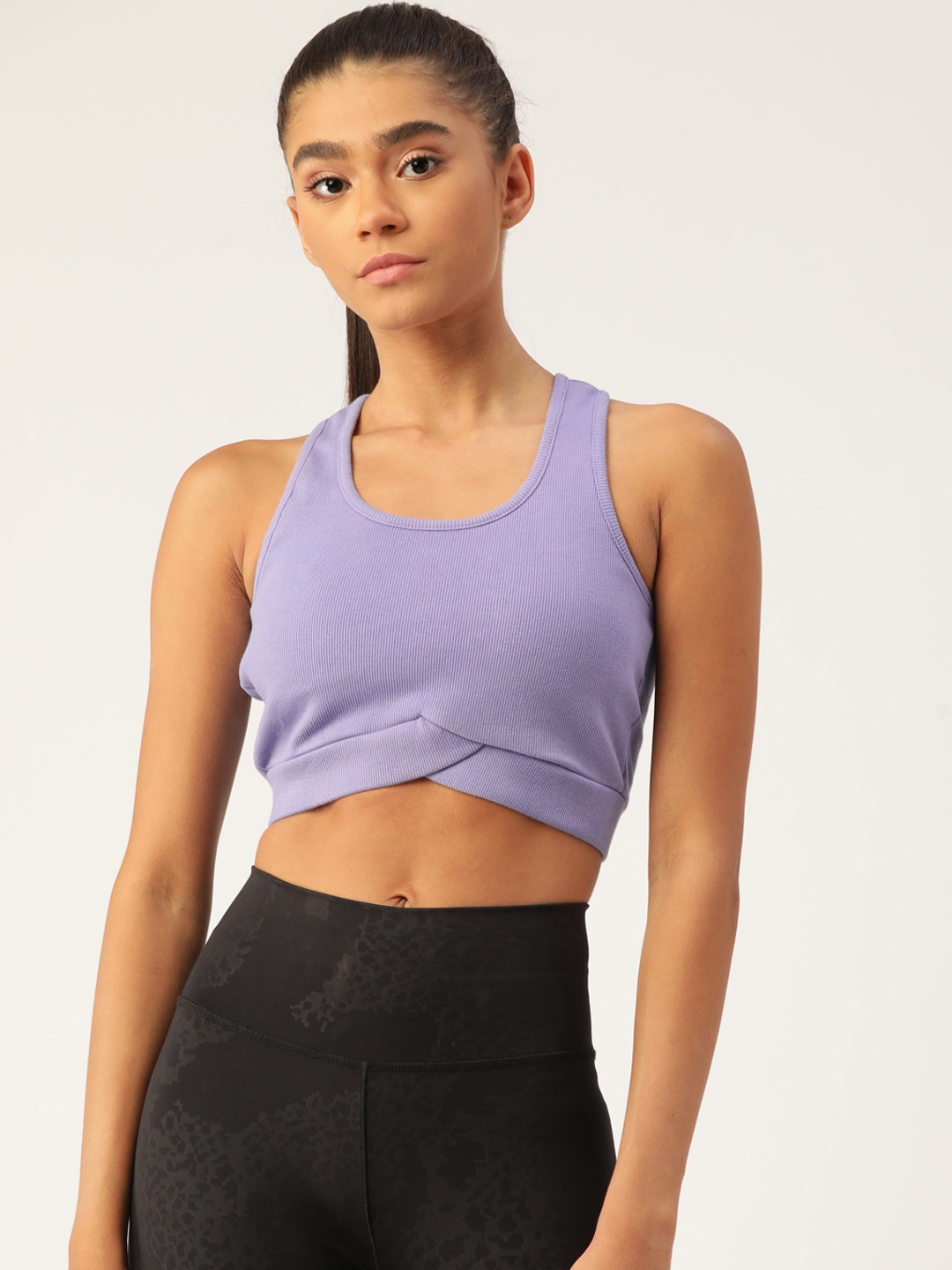 

KICA Lavender Cotton High Neck Ribbed Top