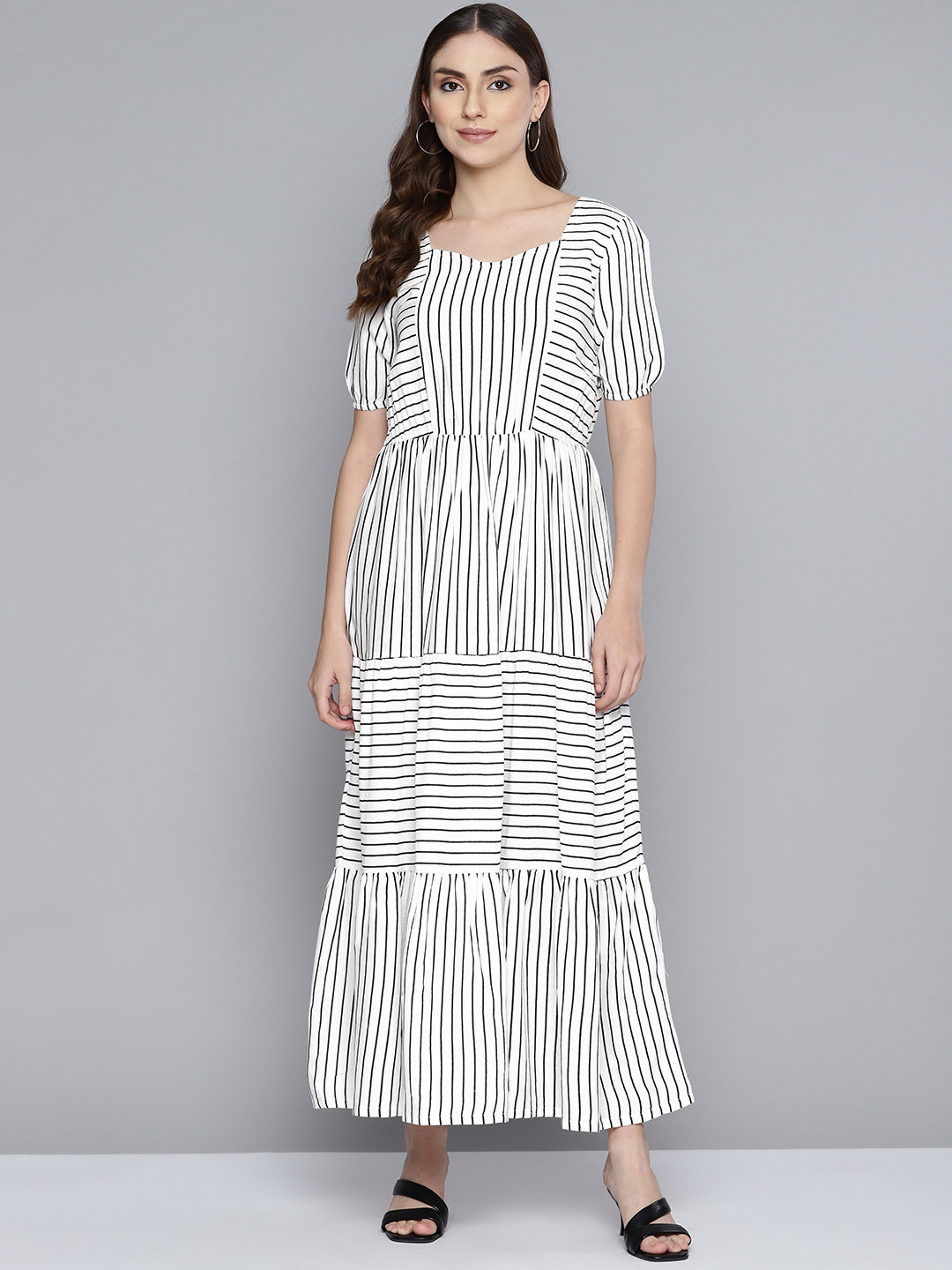

HERE&NOW Black & White Striped Maxi Dress