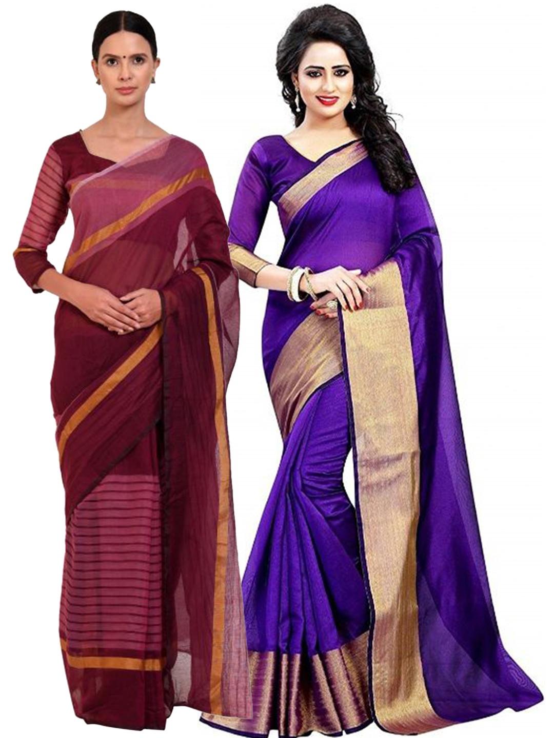 

Florence Purple & Burgundy Striped Silk Cotton Saree