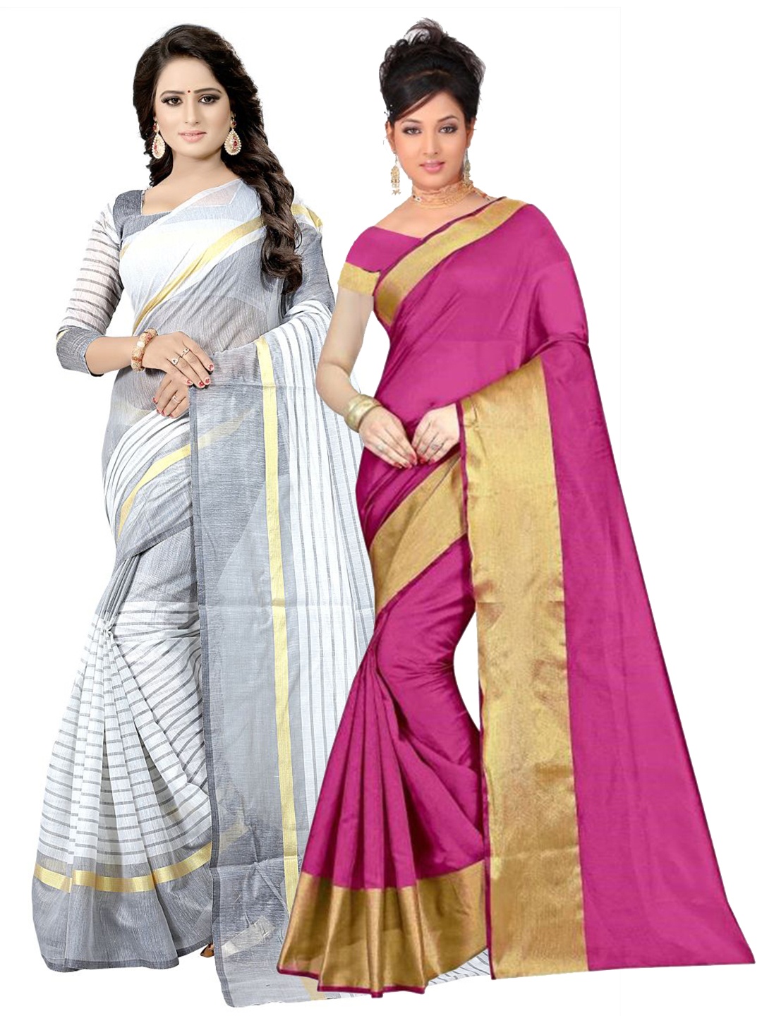 

Florence Pink & White Striped Silk Cotton Saree