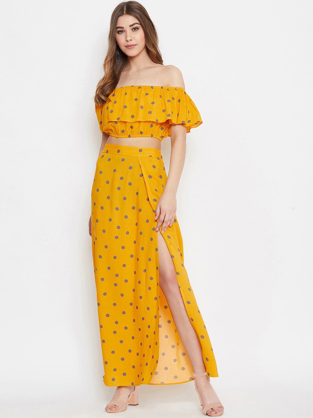 

Berrylush Women Yellow Floral Printed Co-ordinate Sets Dress