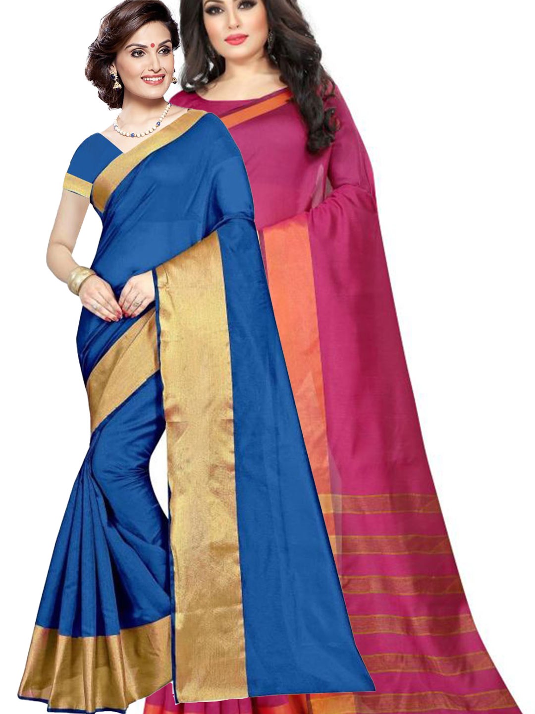 

Florence Blue & Magenta Silk Cotton Saree