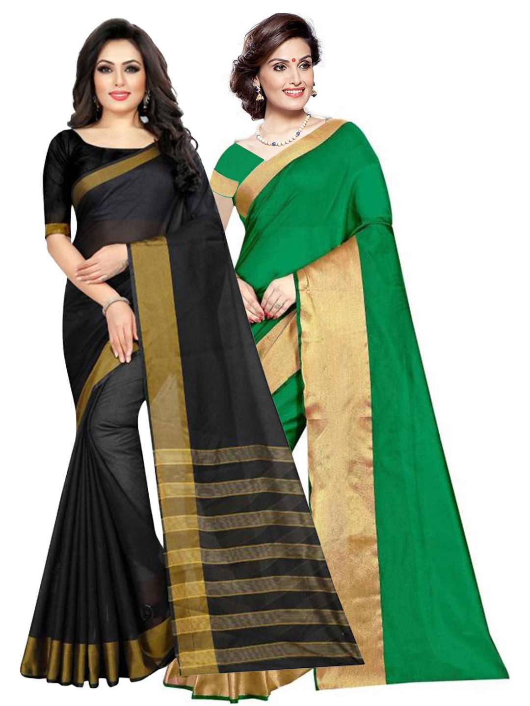

Florence Green & Black Silk Cotton Saree