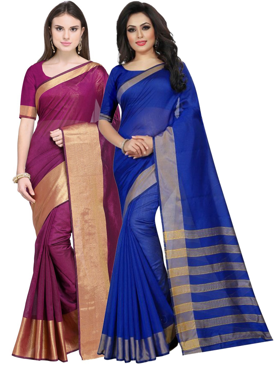 

Florence Maroon & Blue Silk Cotton Saree