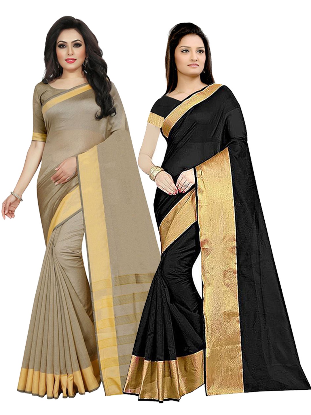 

Florence Black & Beige Silk Cotton Saree