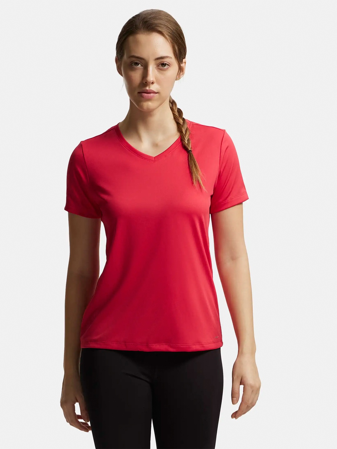

Jockey Relaxed Fit Solid V Neck Performance T-Shirt, Fuchsia