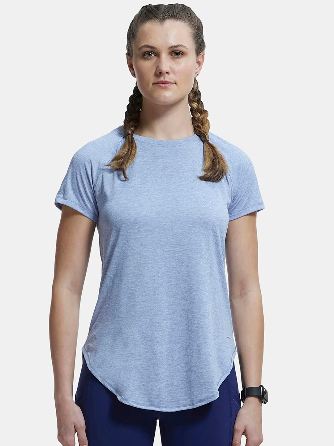 

Jockey Relaxed Fit Solid Curved Hem Styled T-Shirt, Blue
