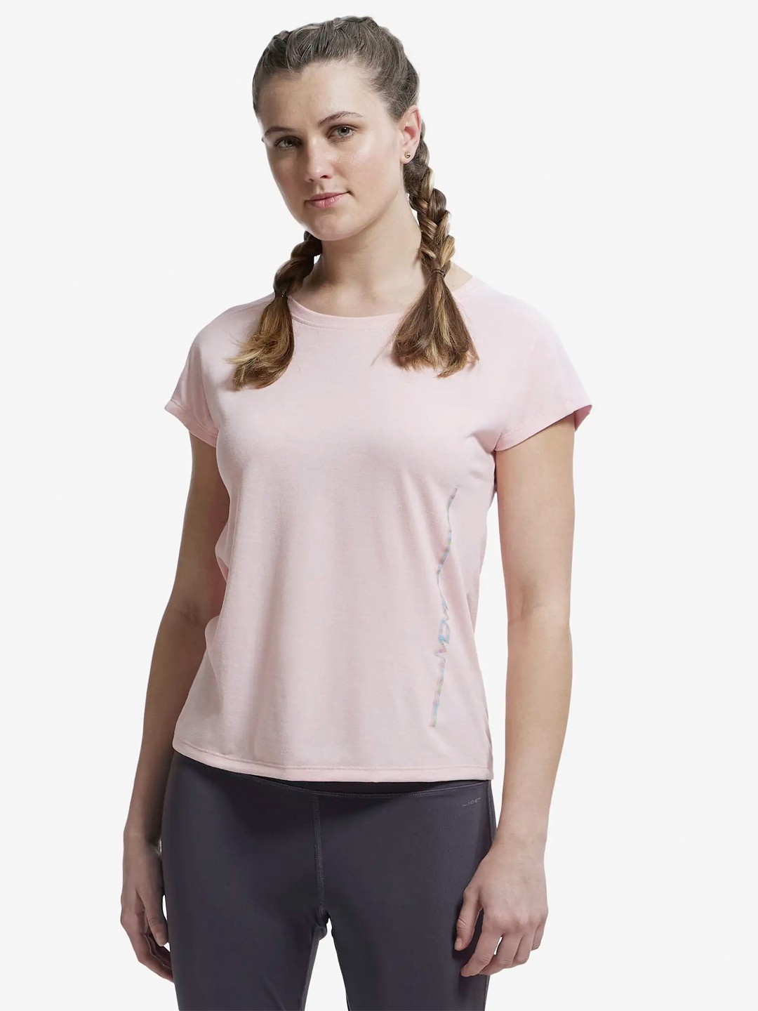 Jockey Breathable Mesh Relaxed Fit Printed Round Neck T-Shirt, Pink