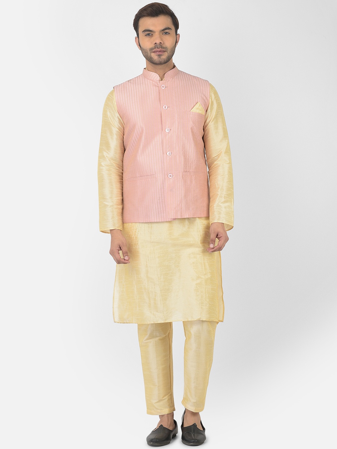 

DEYANN Men Pink Layered Kurta with Pyjamas