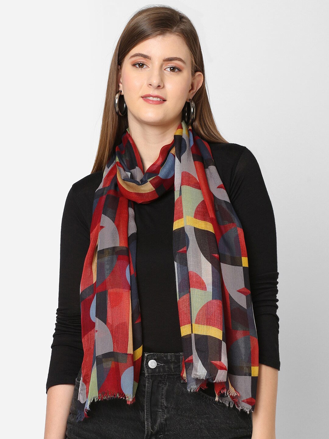

Cloth Haus India Women Multicoloured Geometric Printed Scarf, Multi