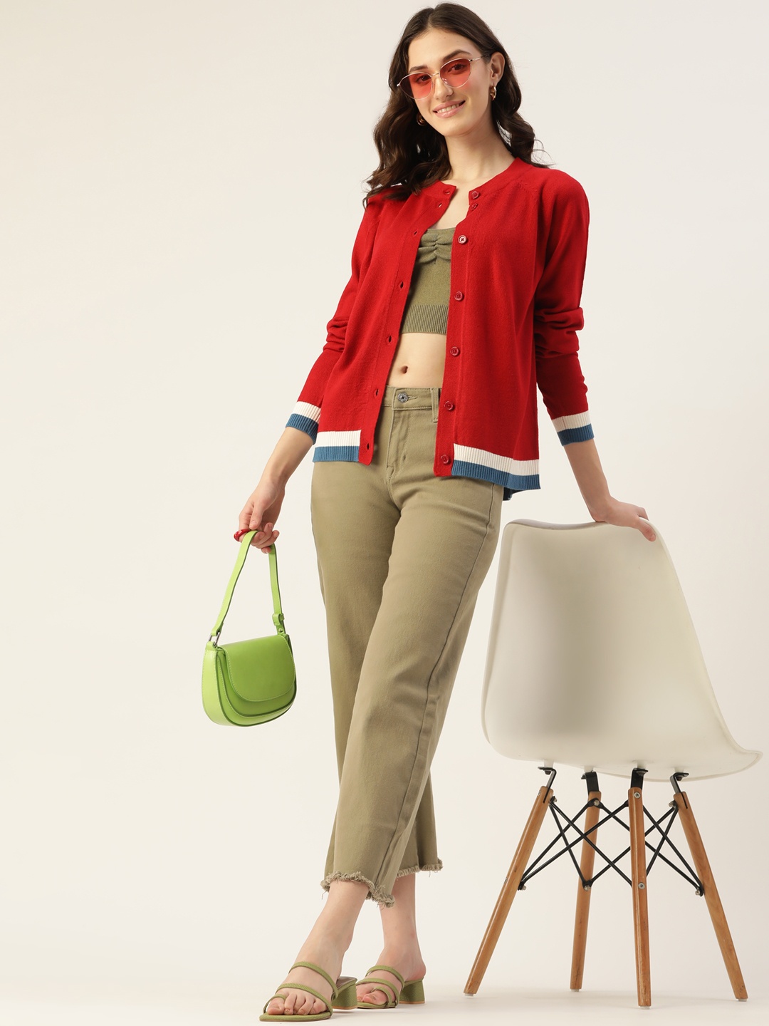 

DressBerry Women Red Solid Cardigan