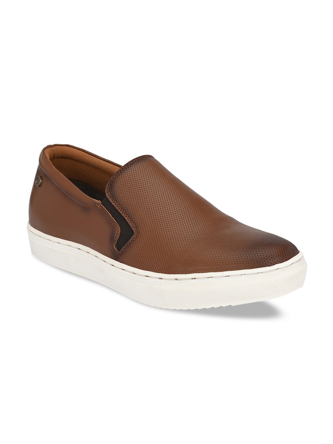 

Delize Men Tan Textured Slip-On Sneakers