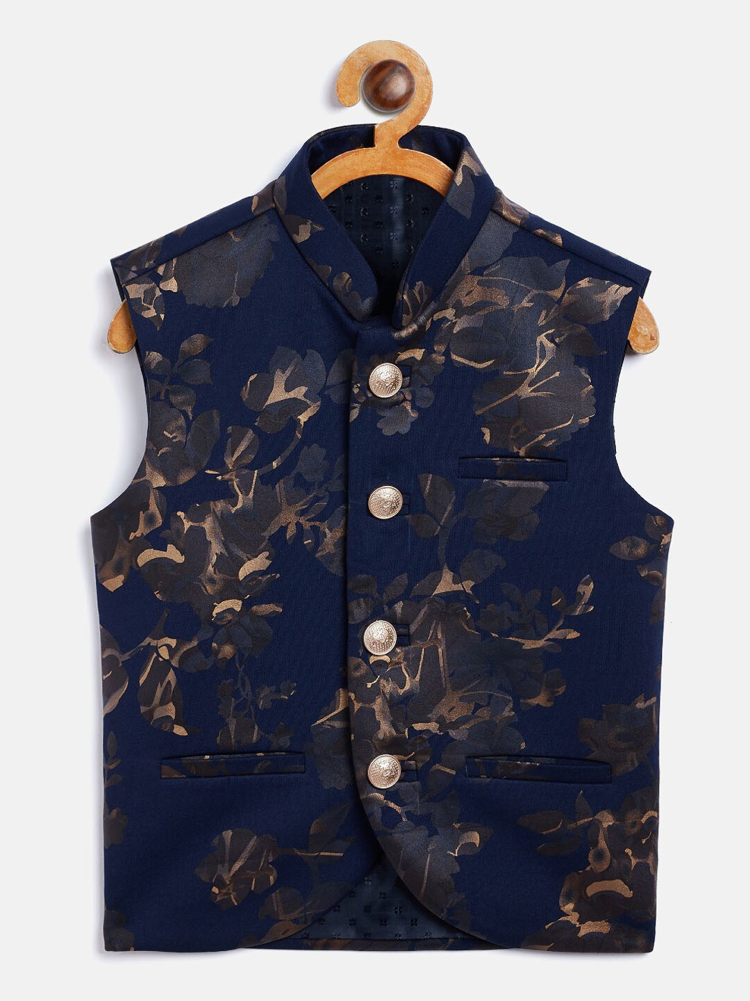 

JBN Creation Boys Navy Blue Printed Bandhgala Nehru Jacket