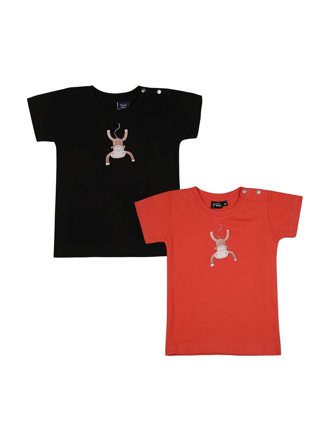 

Actuel Boys Pack of 2 Graphic Printed Pure Cotton T-shirts, Black