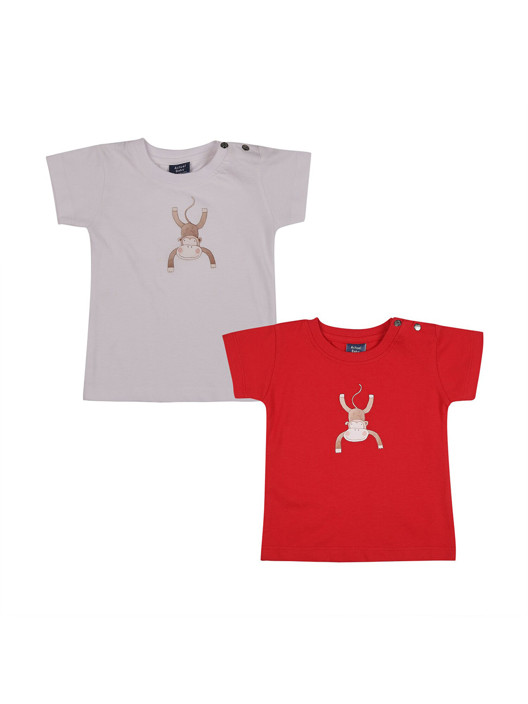 

Actuel Boys White 2 Printed Applique T-shirt