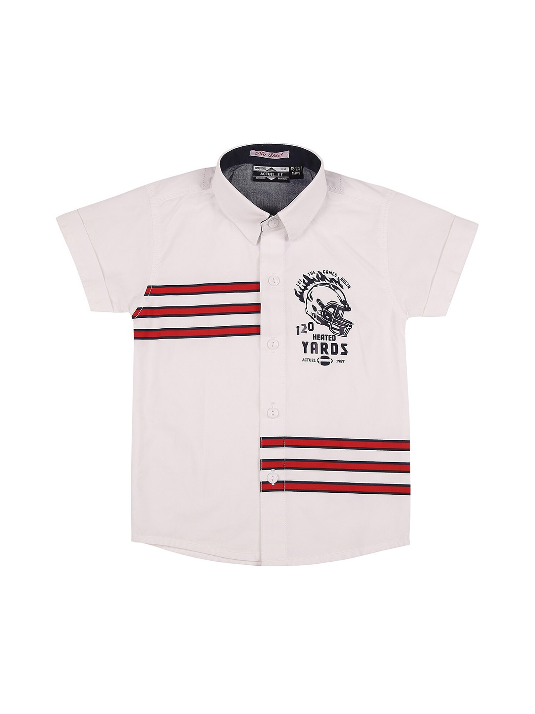 

Actuel Boys White & Red Comfort Striped Cotton Casual Shirt