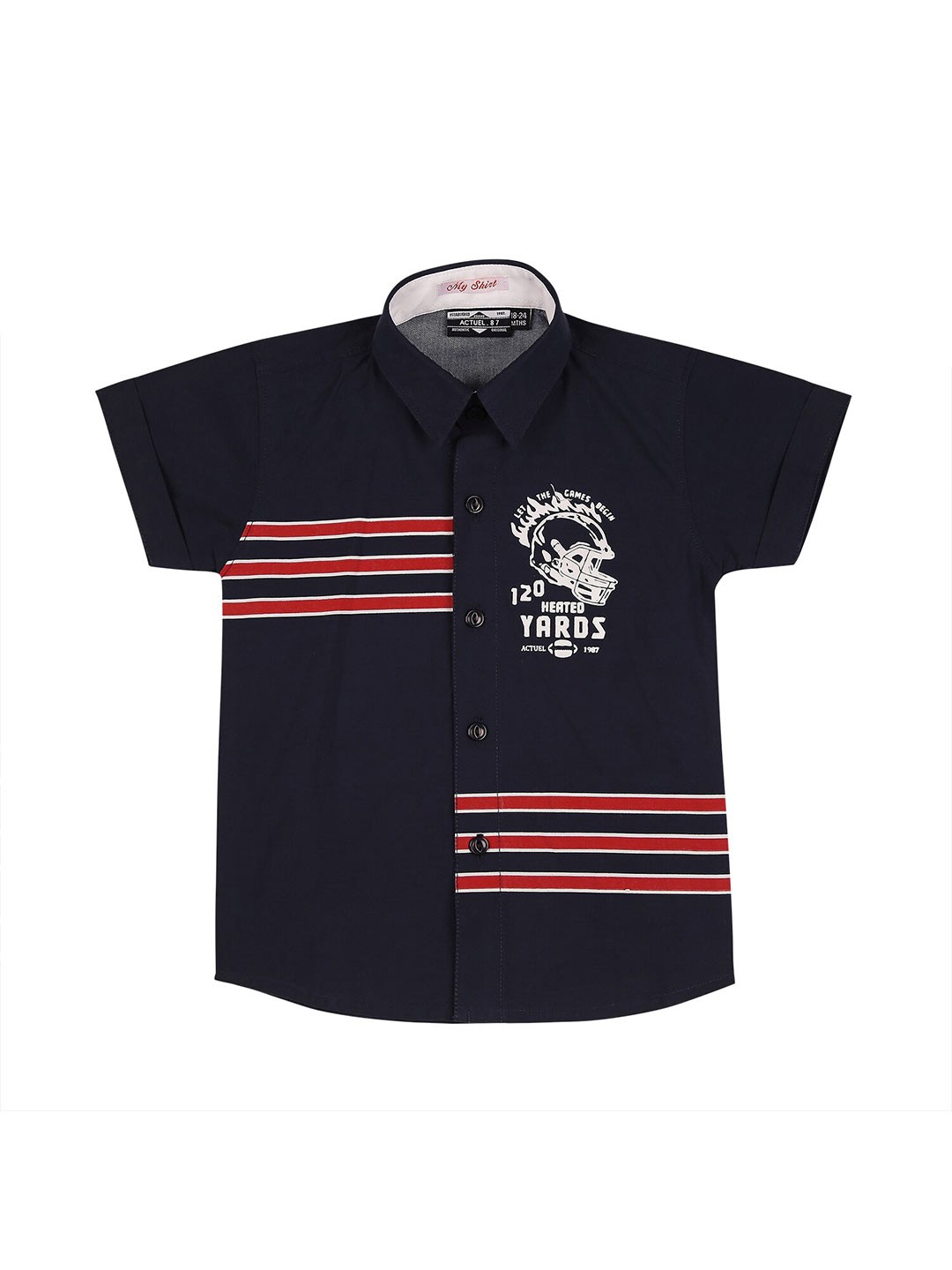 

Actuel Boys Navy Blue Comfort Printed Casual Shirt