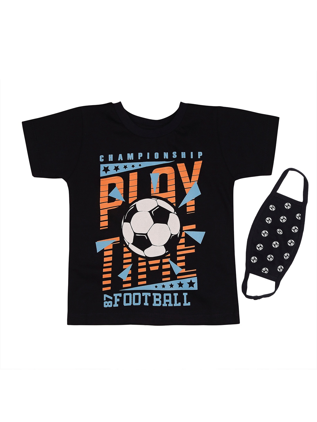 

Actuel Boys Navy Blue Printed T-shirt with Mask